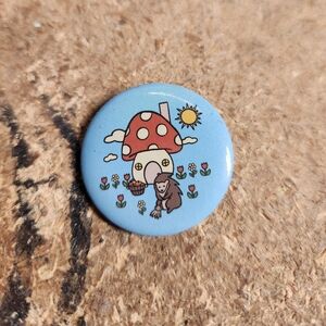 Blue Mushroom House Kids Button